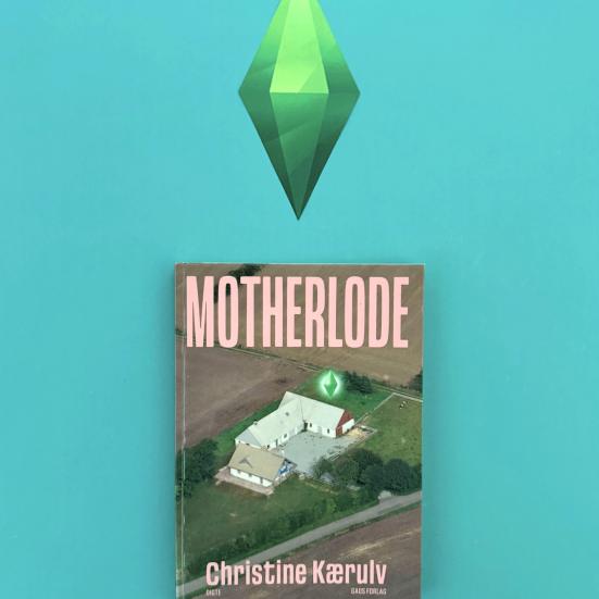 Billede af bogen "Motherlode" med den grønne diamant kendt fra The Sims over bogen